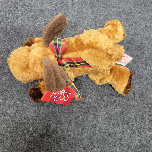 🌴3/$15🌴 Mookie the Christmas Moose 🫎  wearing plaid scarf RUSS vintage - Picture 9 of 12